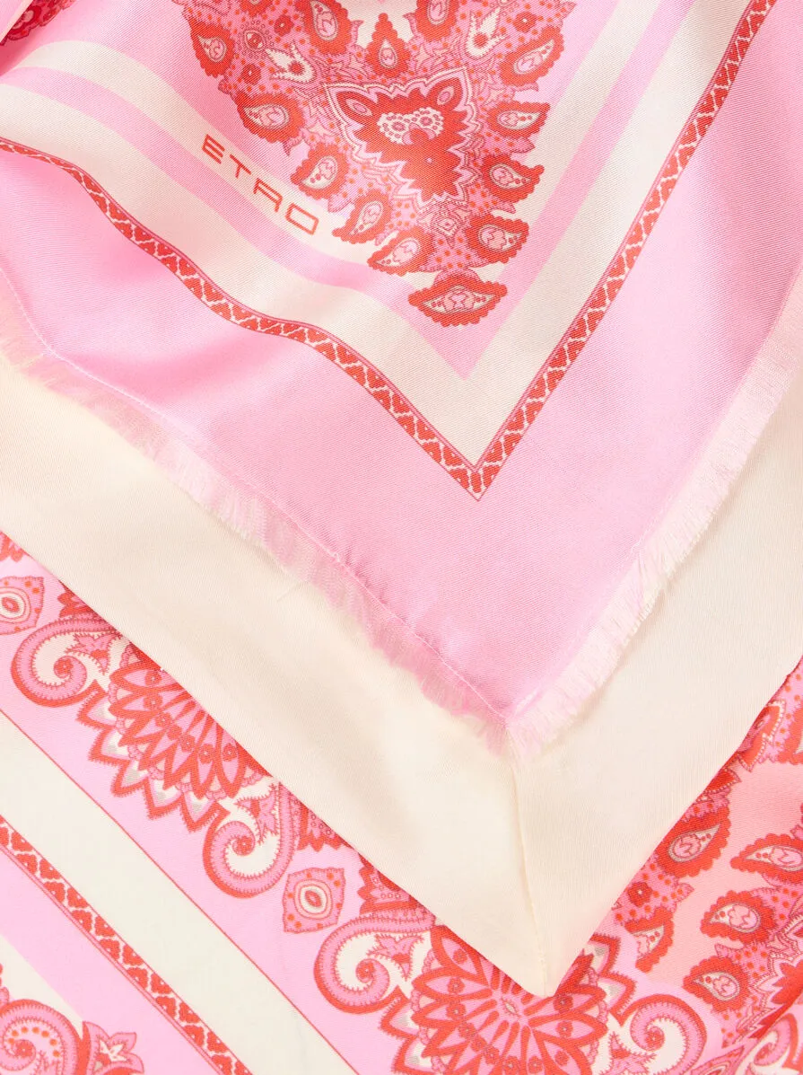 Silk Scarf With Medallion And Paisley Motif