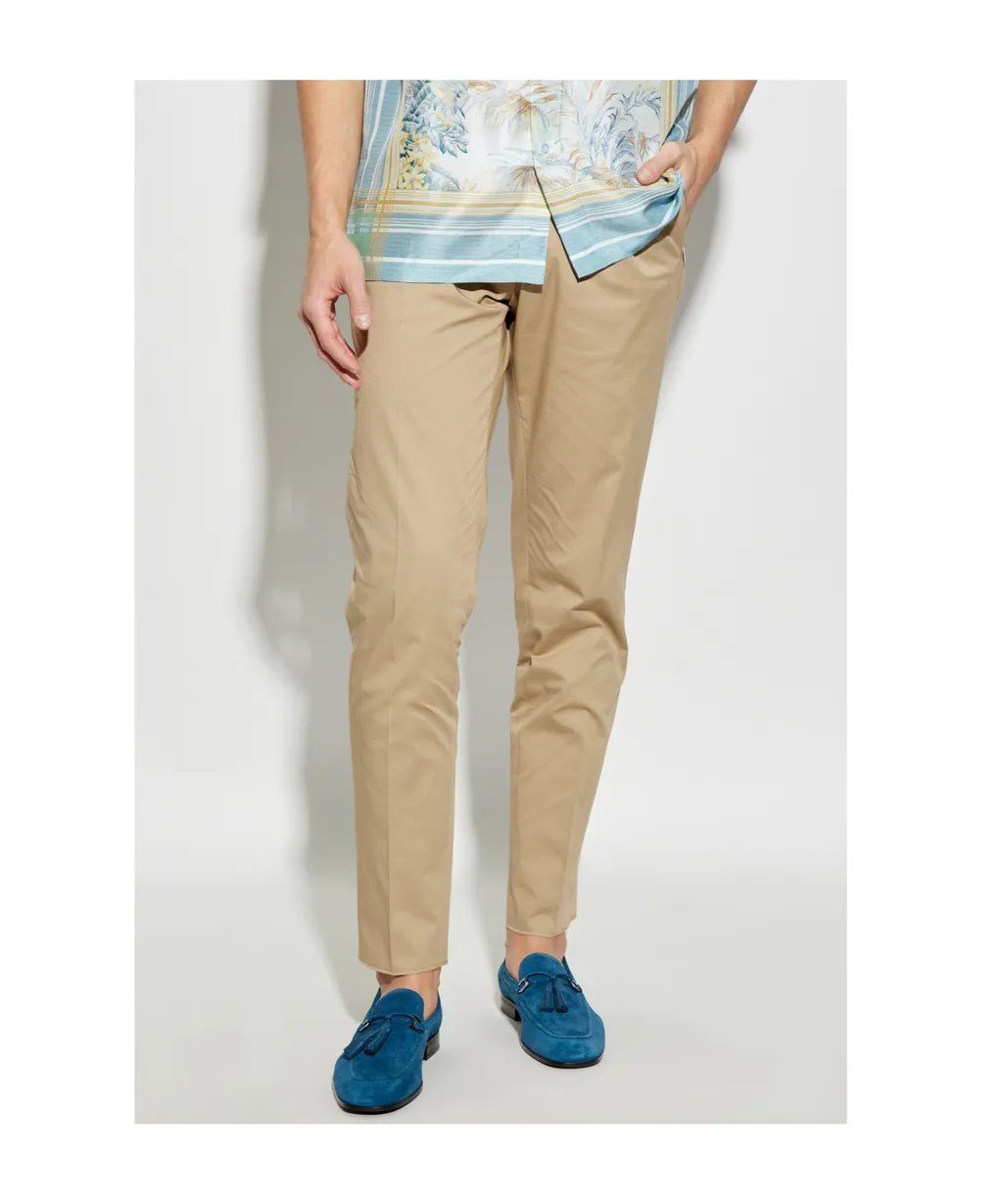Pressed Crease Pleated Trousers