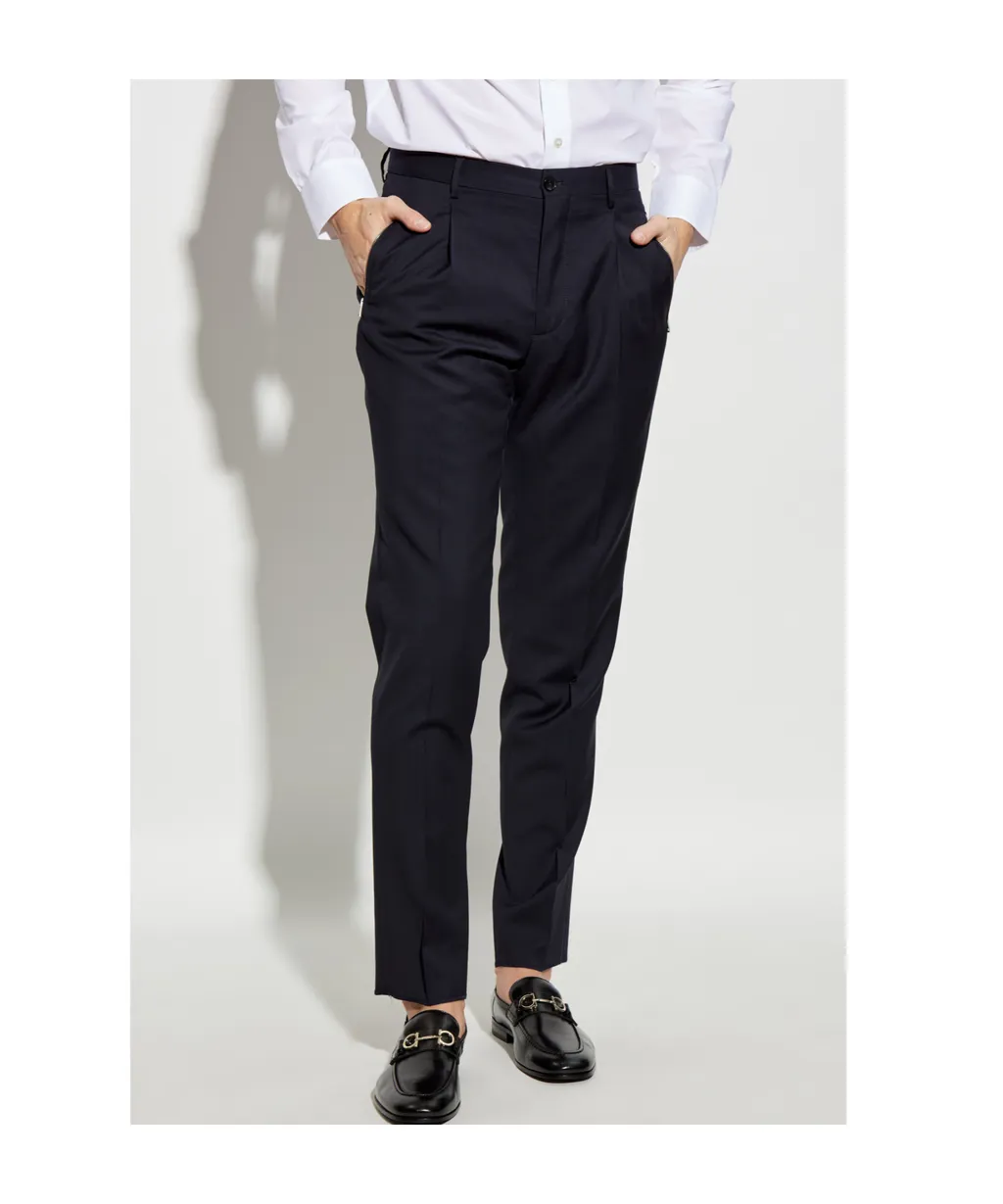 Pressed Crease Pleated Trousers
