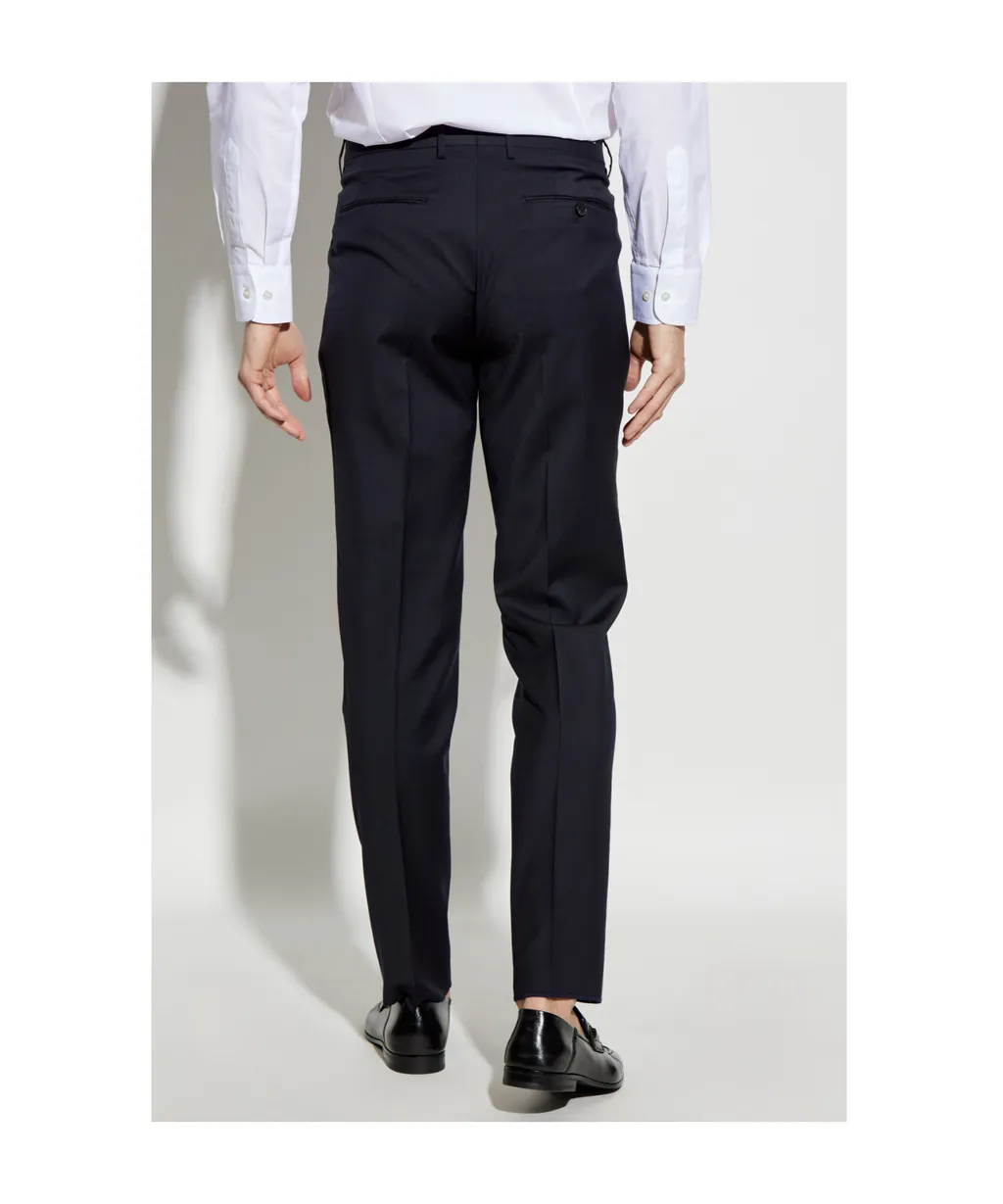 Pressed Crease Pleated Trousers