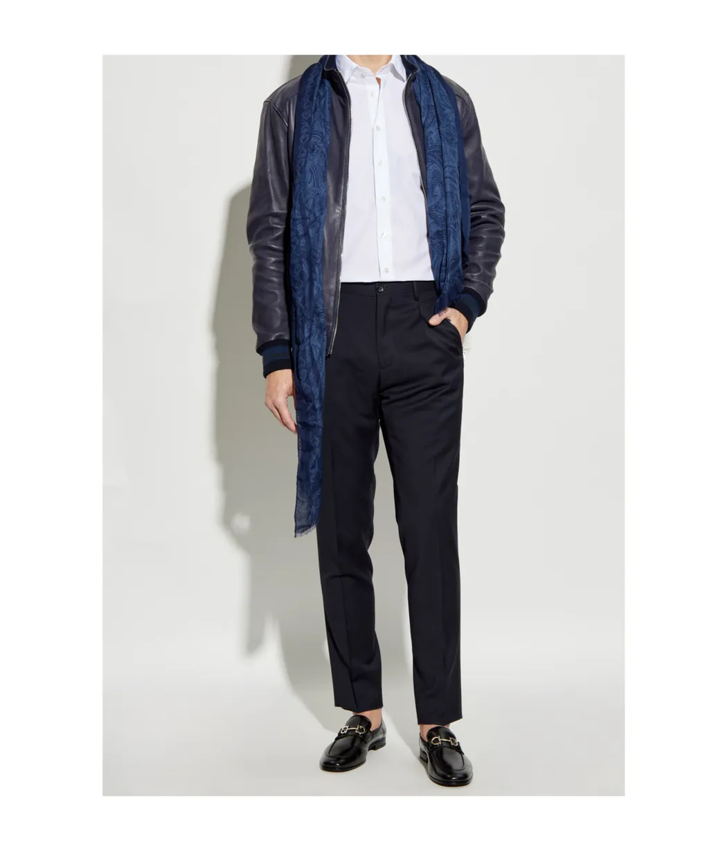Pressed Crease Pleated Trousers