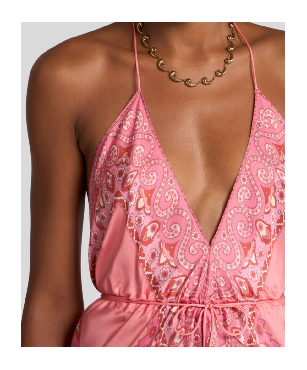 Silk Dress With Medallion And Paisley Motif