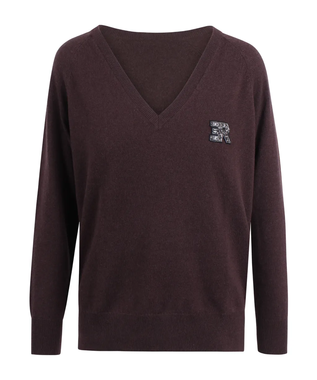 V-Neck Appliqué Sweatshirt