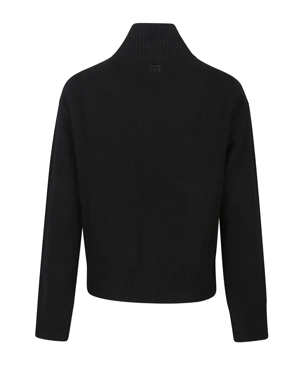 High-Neck Floral-Embroidered Sweater
