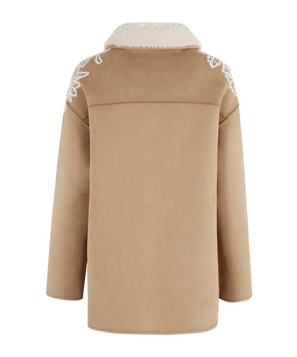 Button Embroidered Casual Jacket