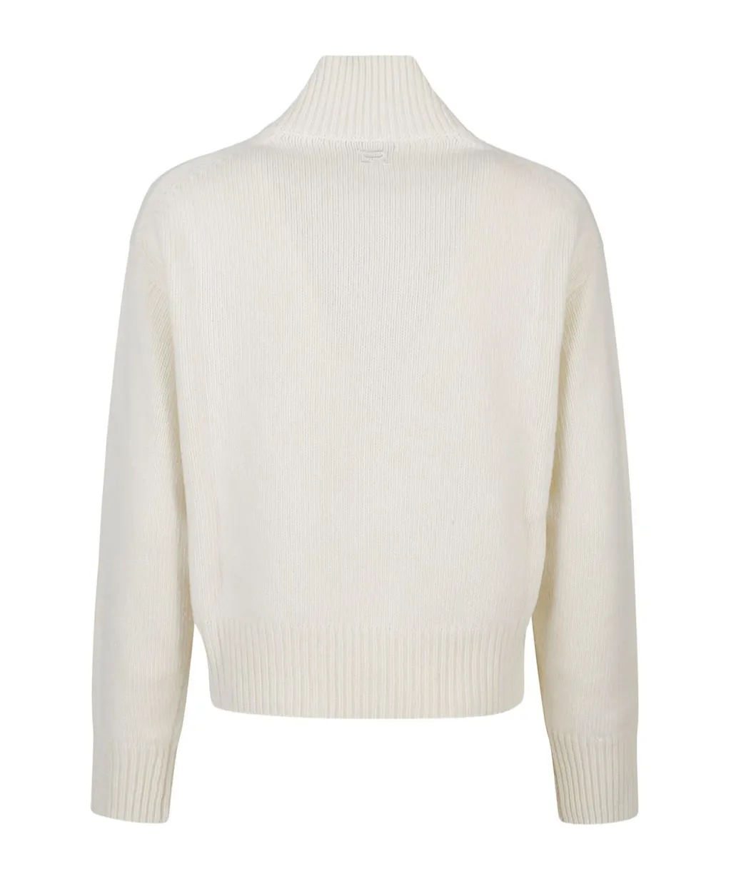 Floral-Embroidered High-Neck Sweater