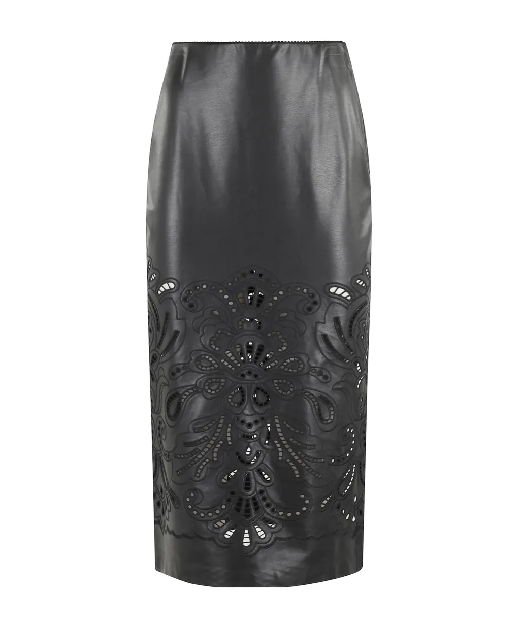 Embroidery Detail Midi Skirt