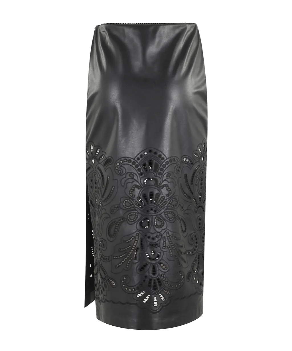 Embroidery Detail Midi Skirt