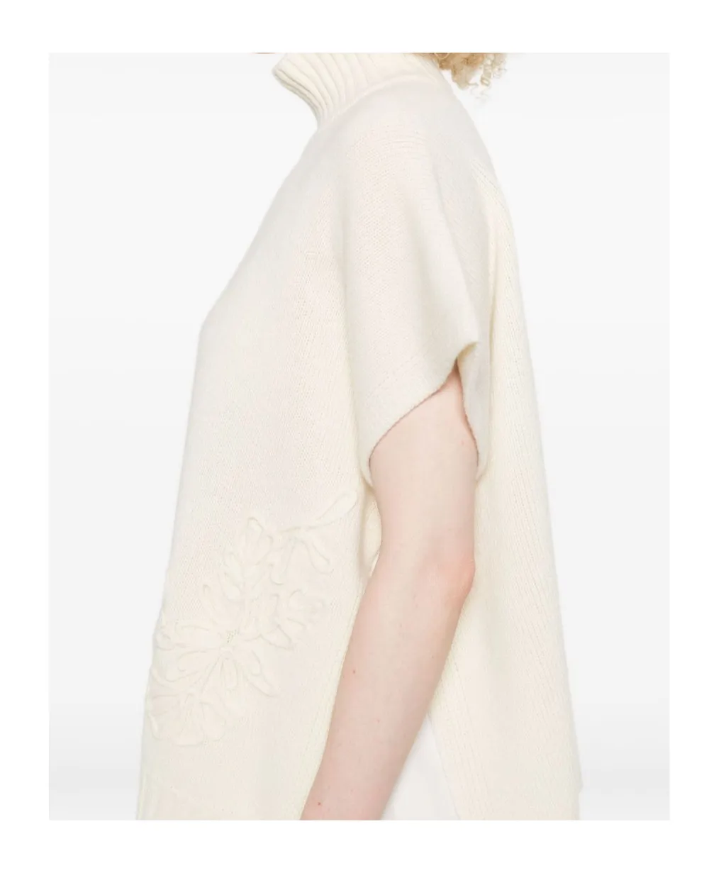 Floral-Embroidered High-Neck Sweater