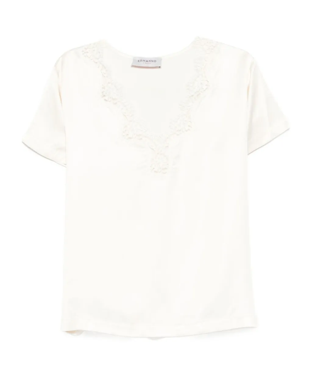 Lace-Trimmed V-Neck Top