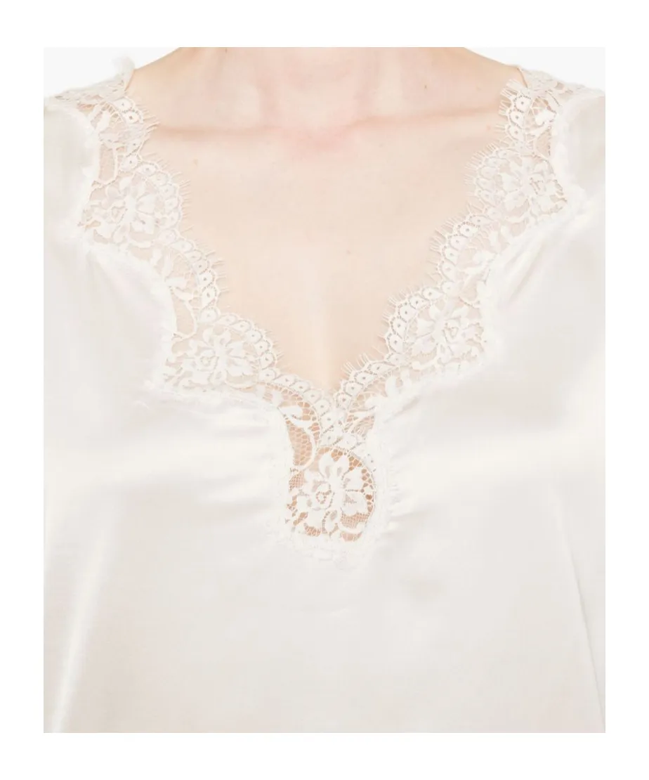 Lace-Trimmed V-Neck Top