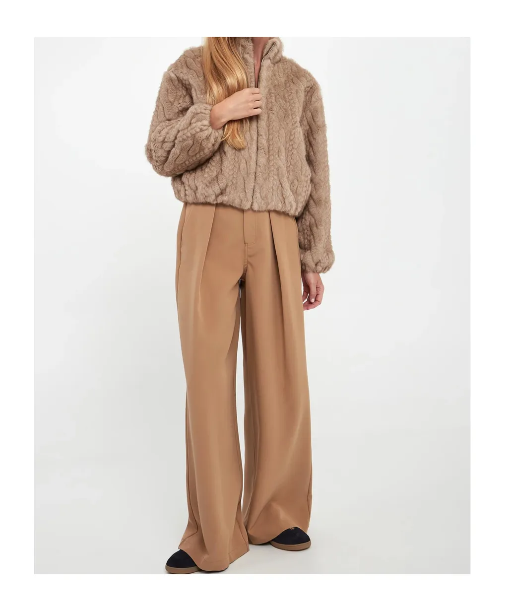 Cable-Knit Faux-Fur Jacket
