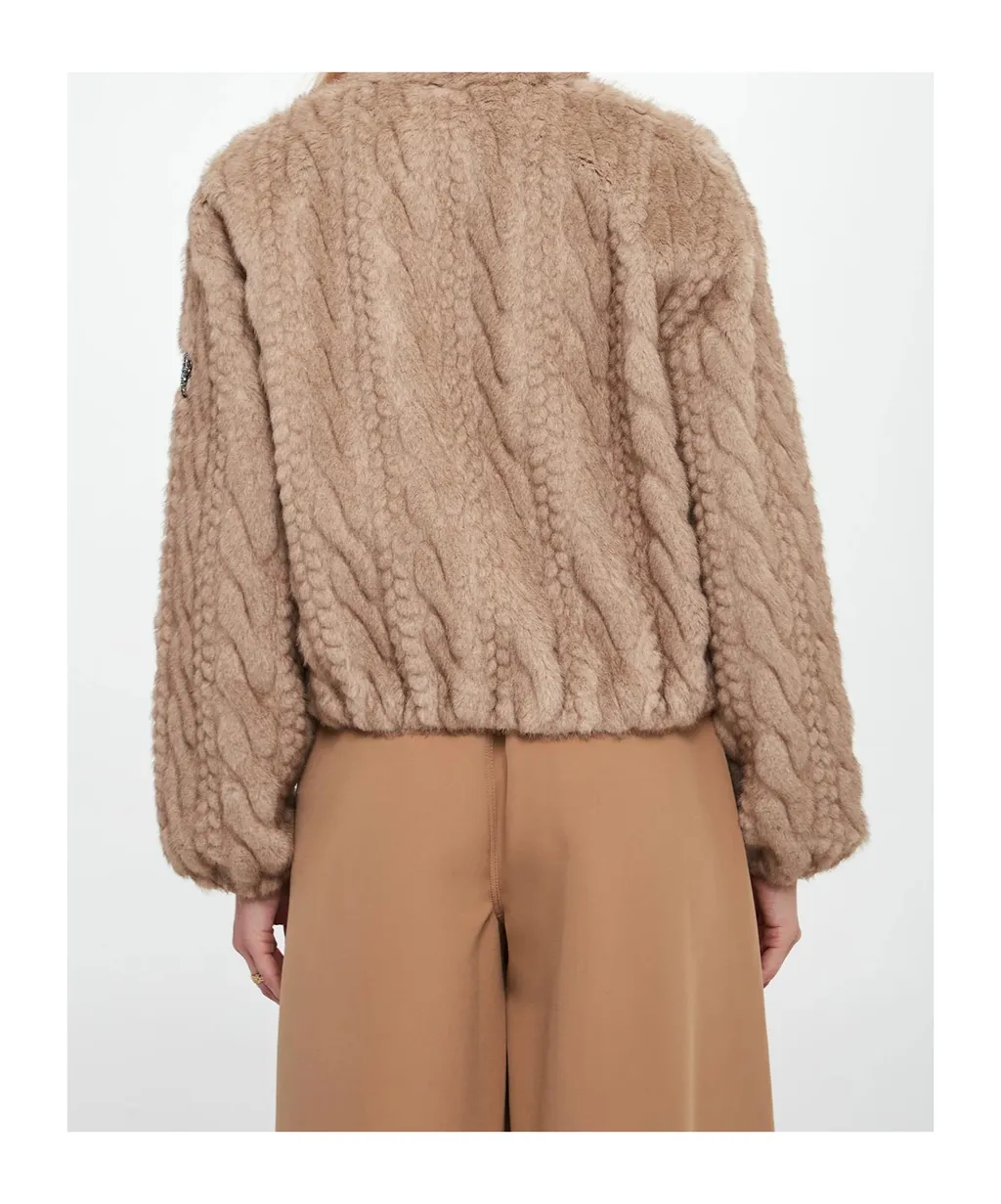 Cable-Knit Faux-Fur Jacket
