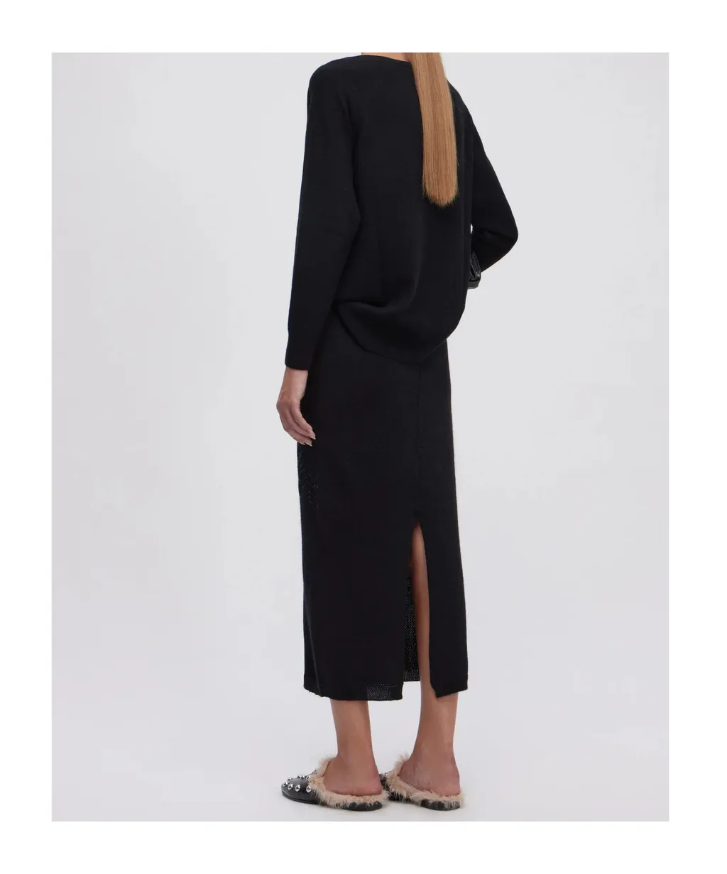 Sequin Embroidered Knitted Midi Skirt