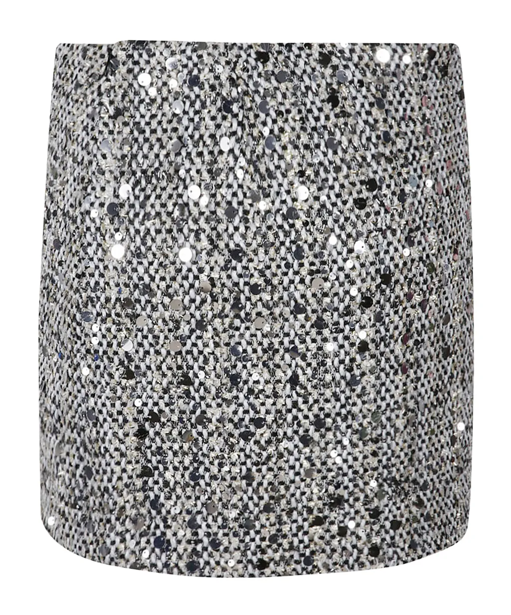 Sequin-Embellished Tweed Mini Skirt
