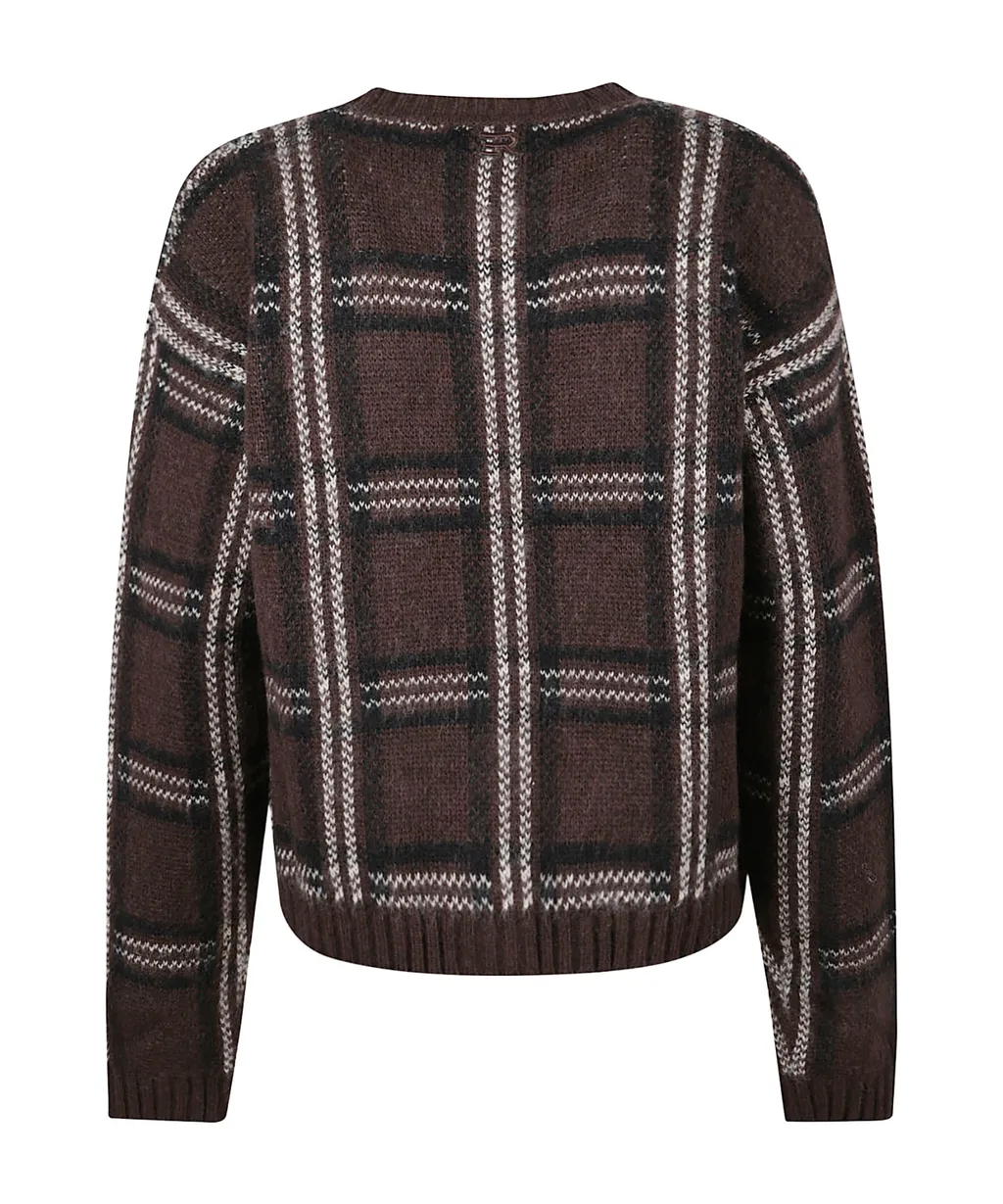 Checked Crystal-Embellished Cardigan