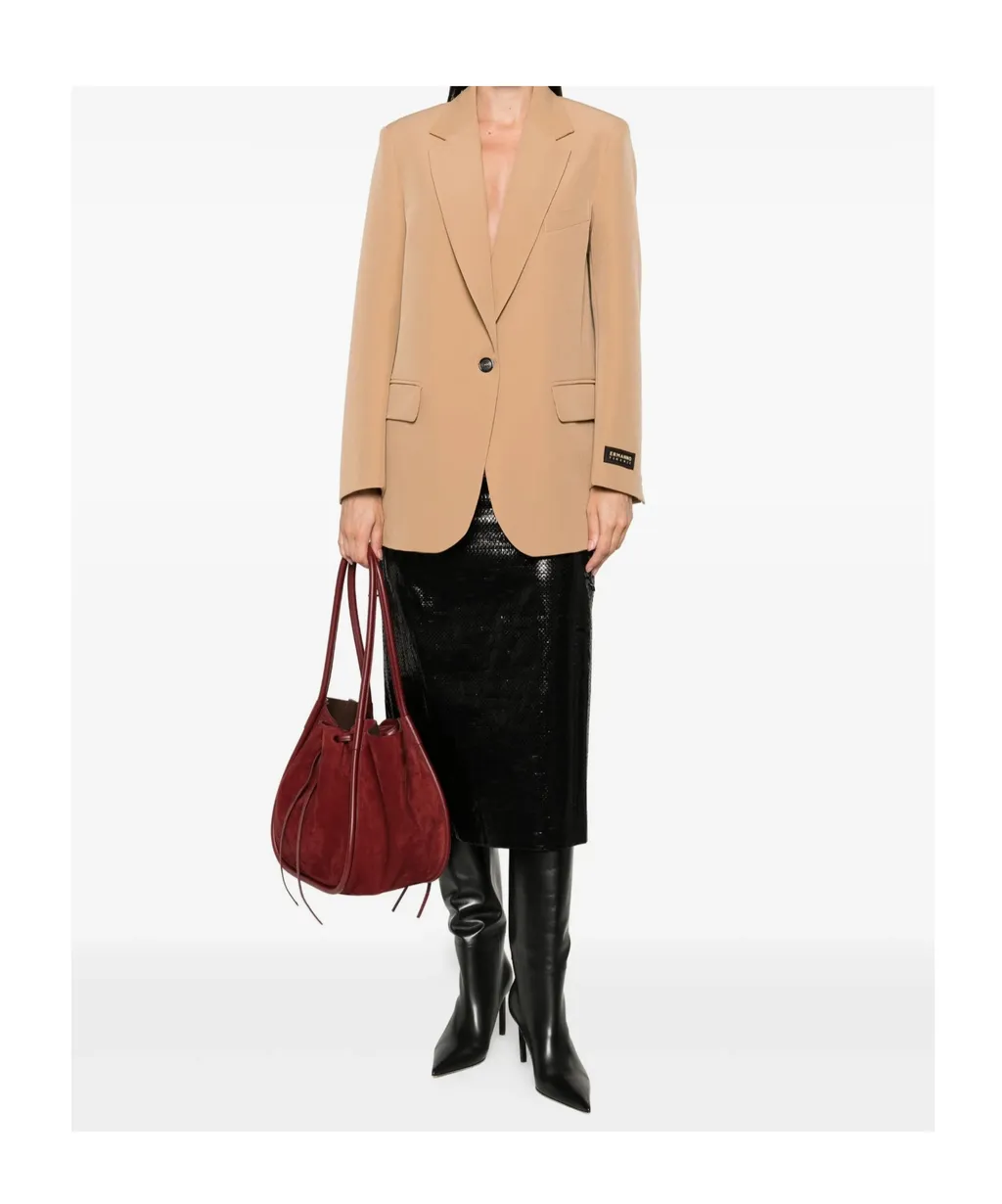 Single-Button Cuff-Detail Blazer