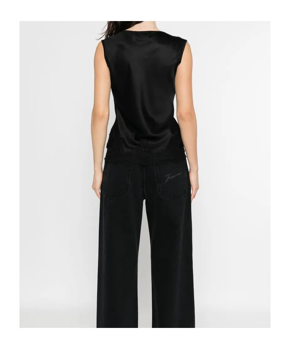 Lace-Trim Sleeveless Top