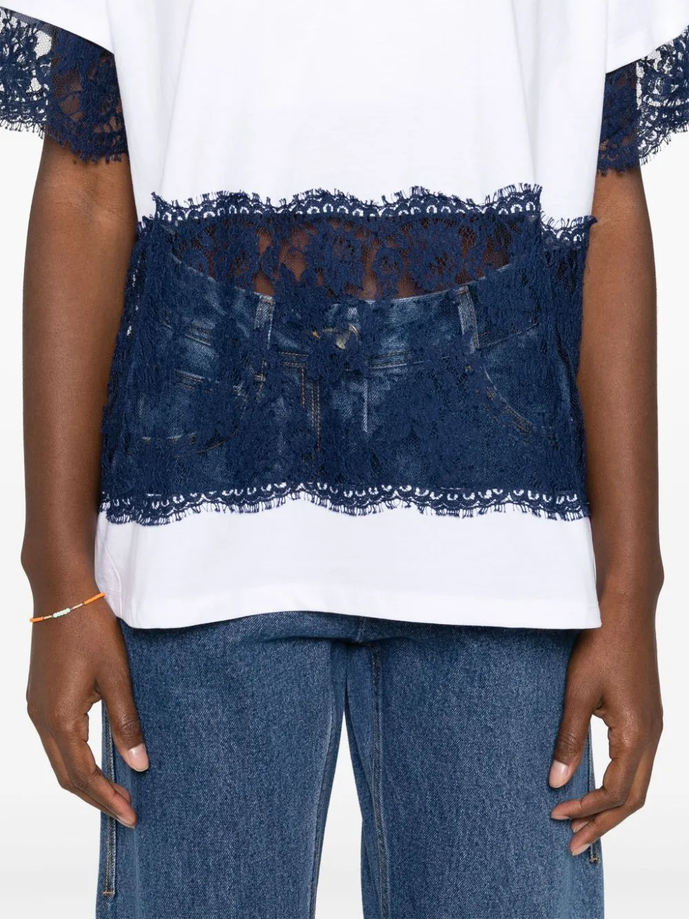 Short-Sleeved T-Shirt With Lace Details