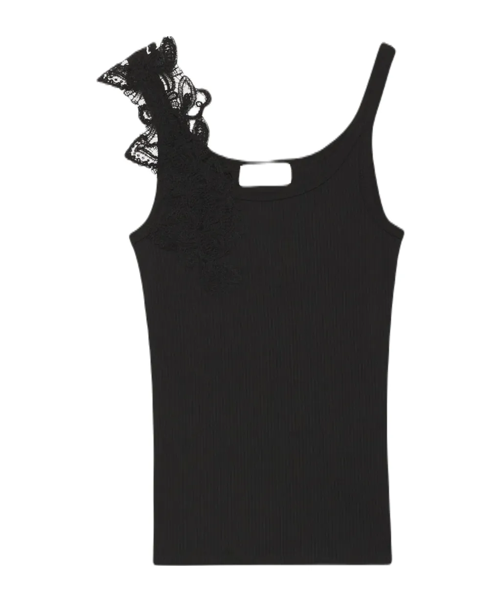 Rebrode Lace Ribbed-Knit Vest