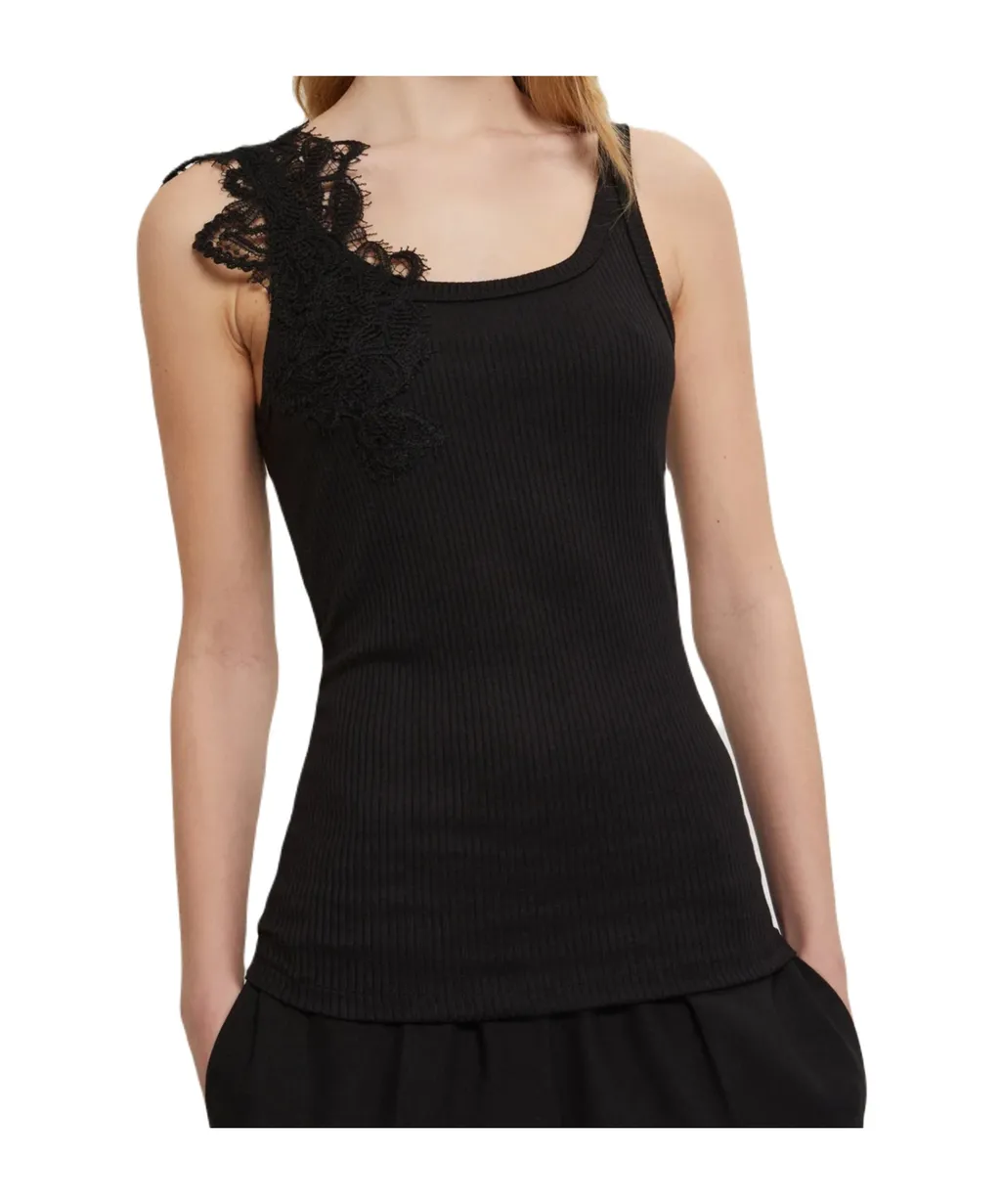 Rebrode Lace Ribbed-Knit Vest