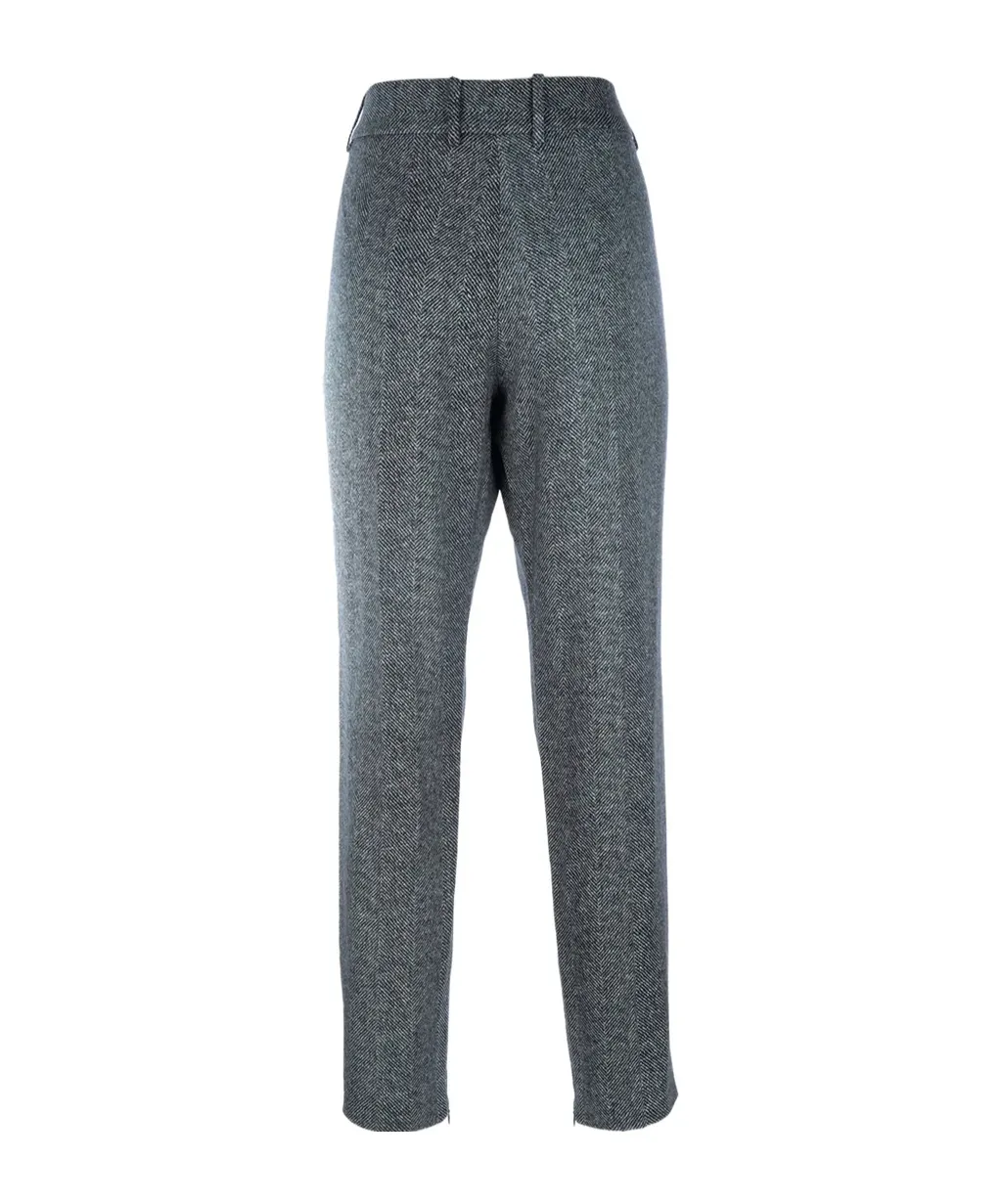 Herringbone-Patterned Trousers
