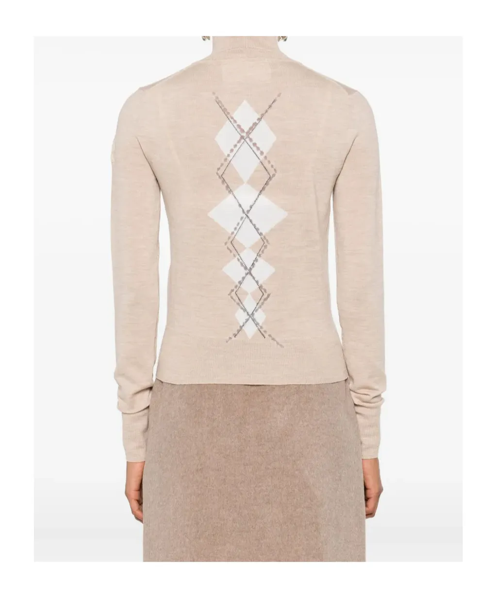 Diamond-Pattern Turtleneck Top