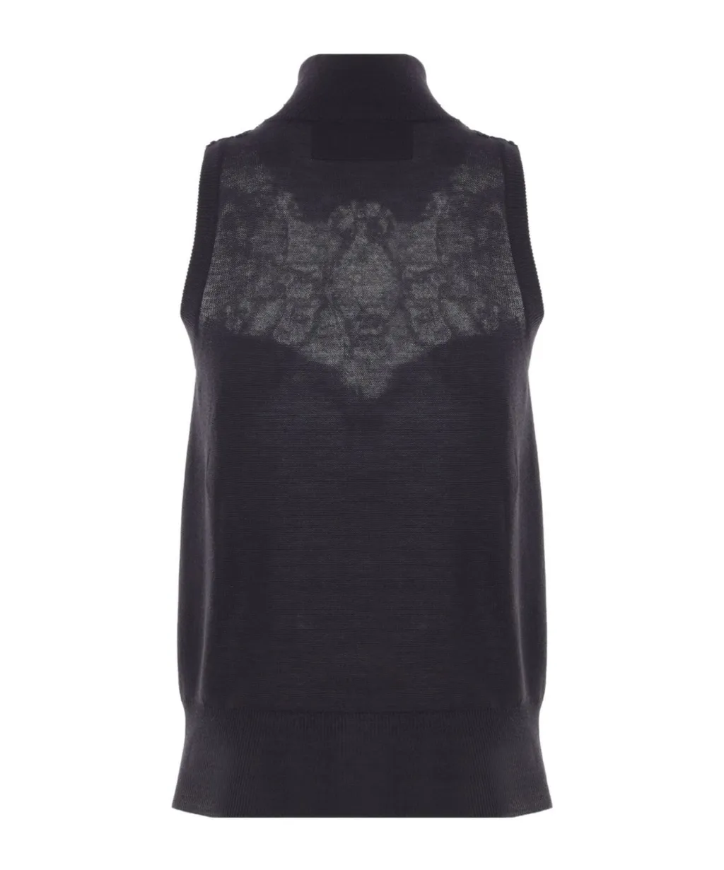 Lace-Insert Turtleneck Top