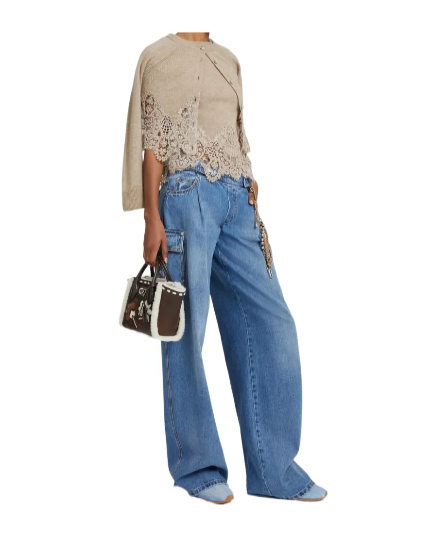 Lace-Trimmed Cardigan