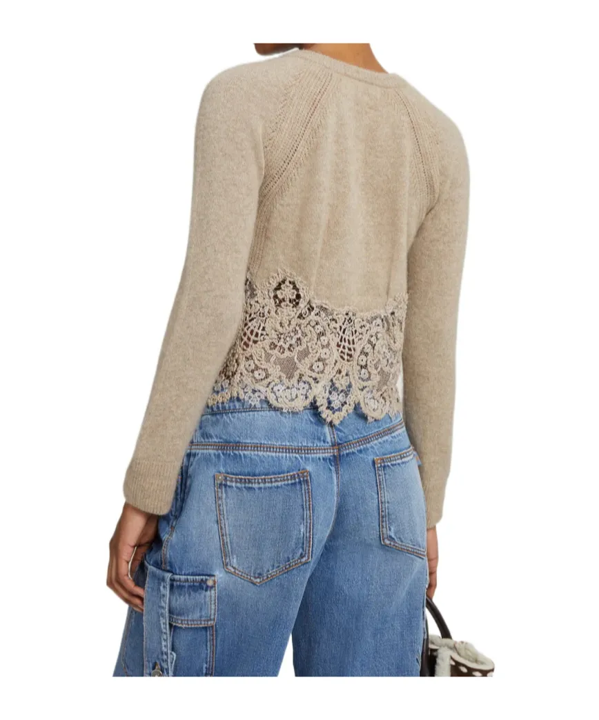 Lace-Trimmed Cardigan
