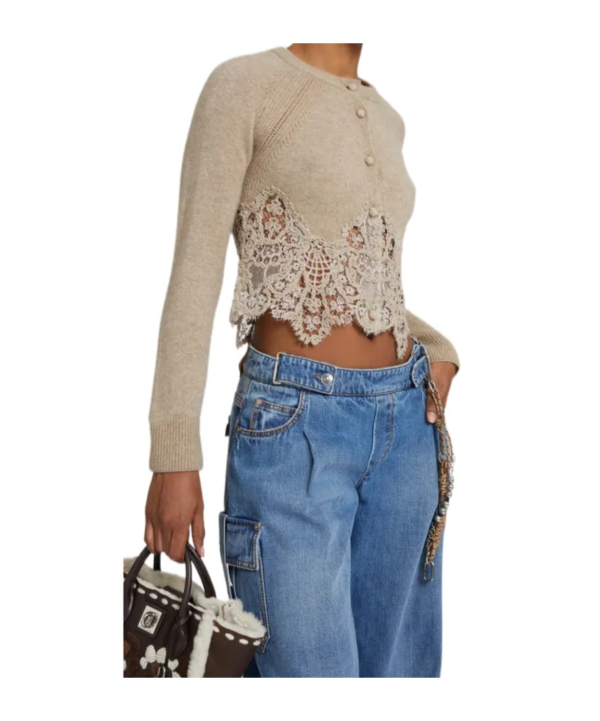 Lace-Trimmed Cardigan