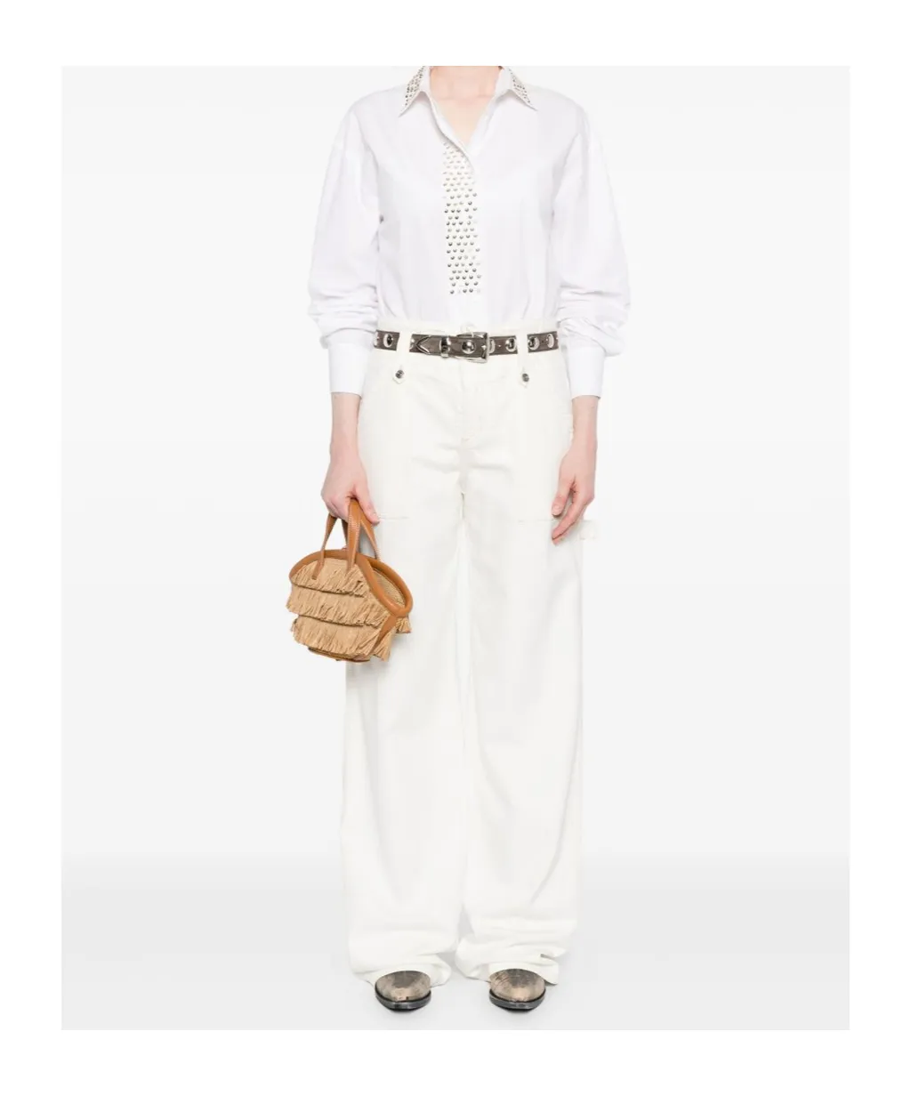 Eyelet-Embellished Jeans