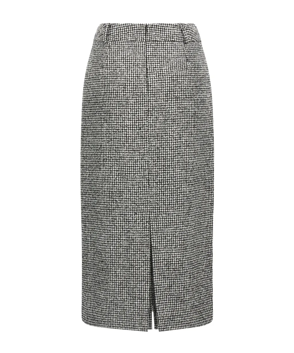 High Waist Back-Slit Midi Skirt