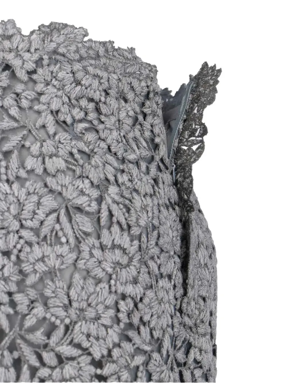 Floral-Lace Scalloped Hem Skirt