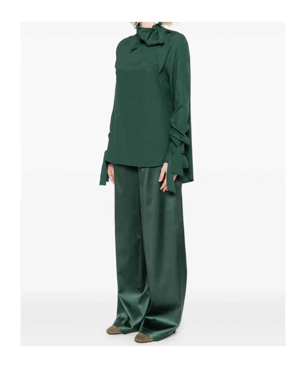 Tie-Neck Long-Sleeved Blouse