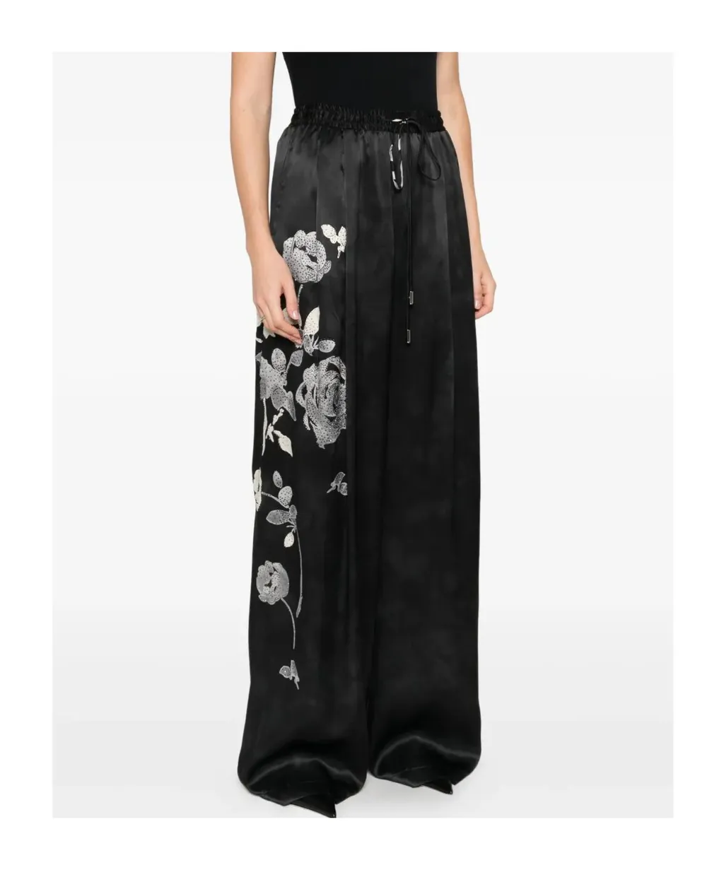 Floral-Print Drawstring-Waist Trousers