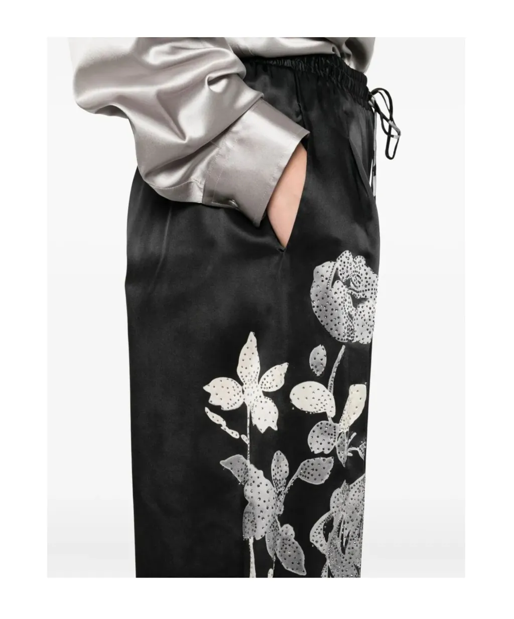 Floral-Print Drawstring-Waist Trousers