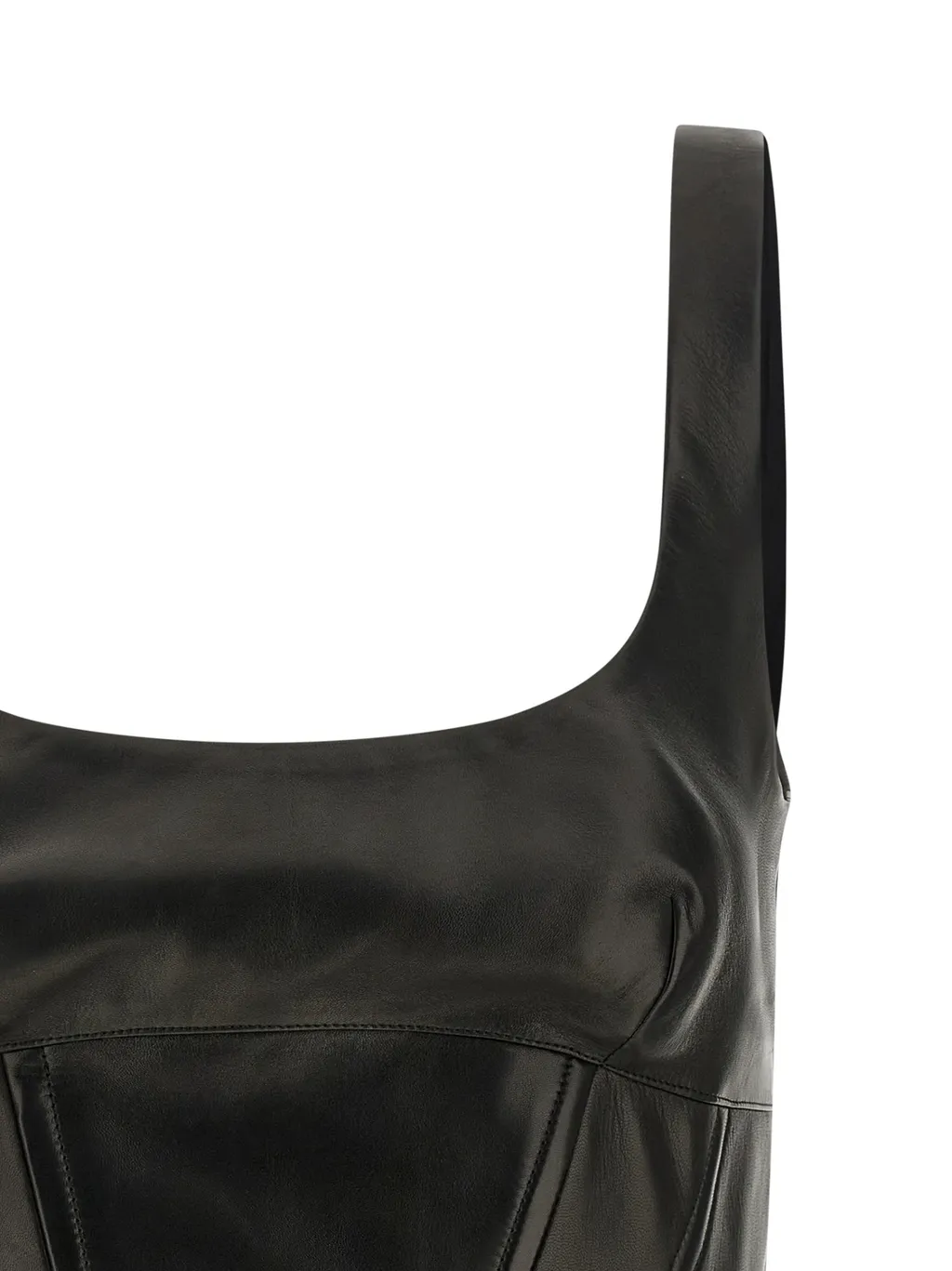 Peplos Square-Neck Leather Top
