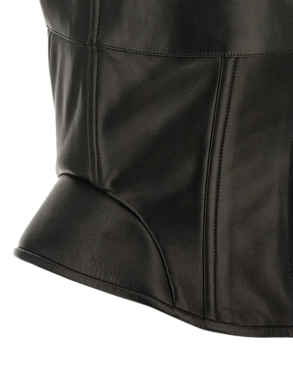 Peplos Square-Neck Leather Top