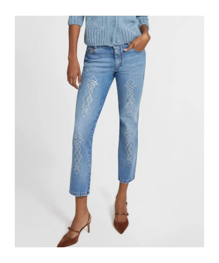 Rhinestone-Embellished Jeans