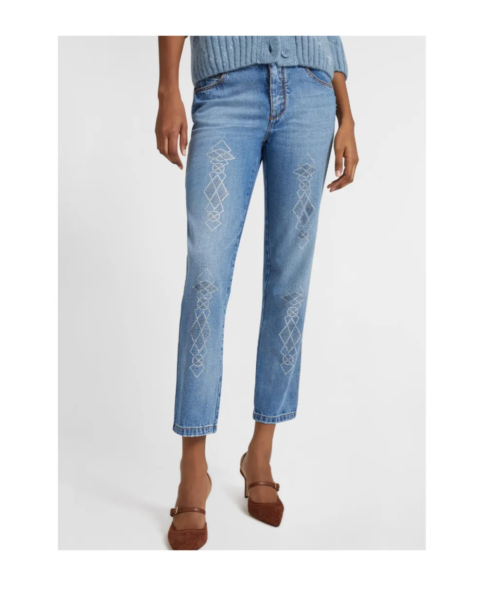 Rhinestone-Embellished Jeans