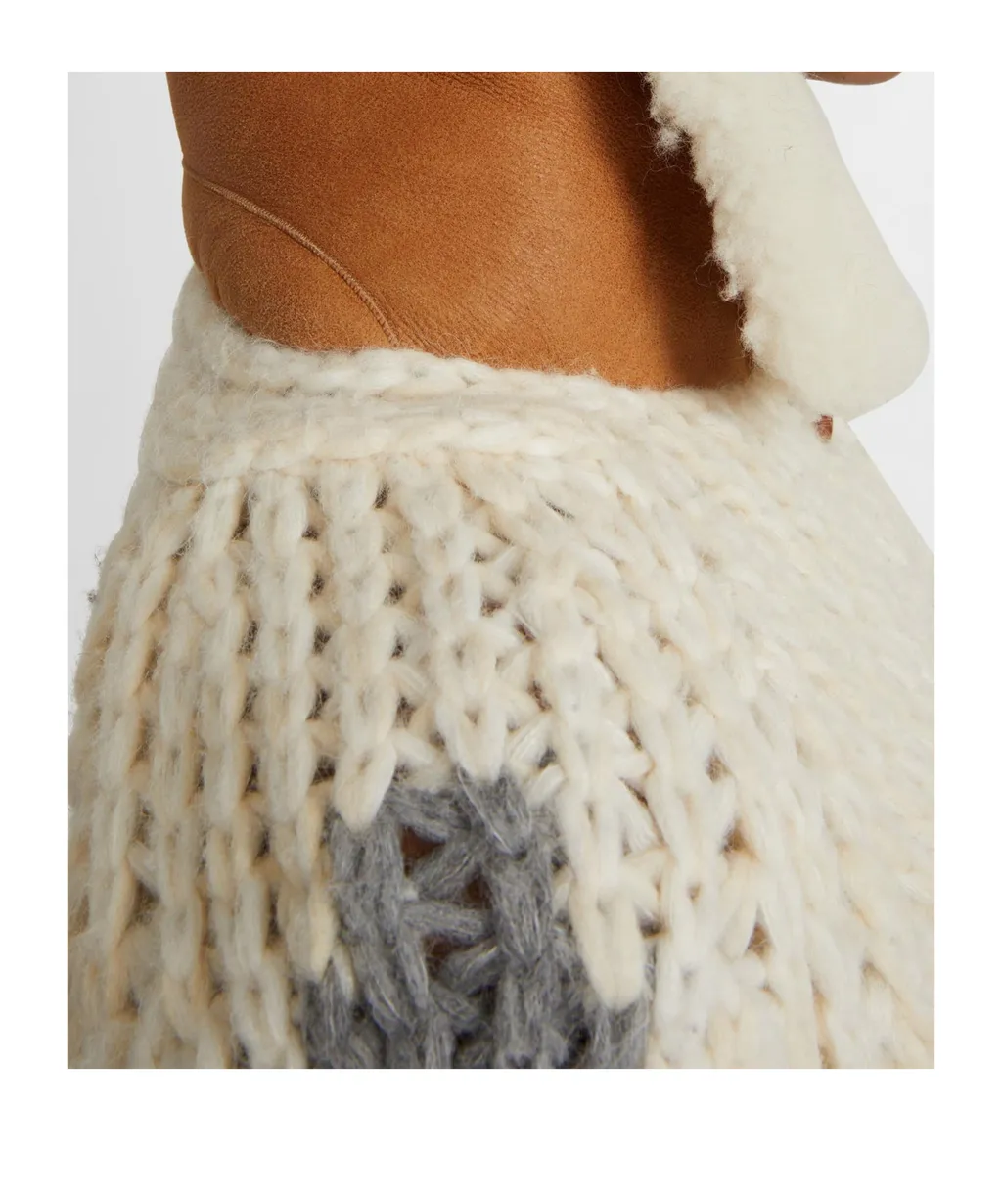 Shearling-Collar Cardigan