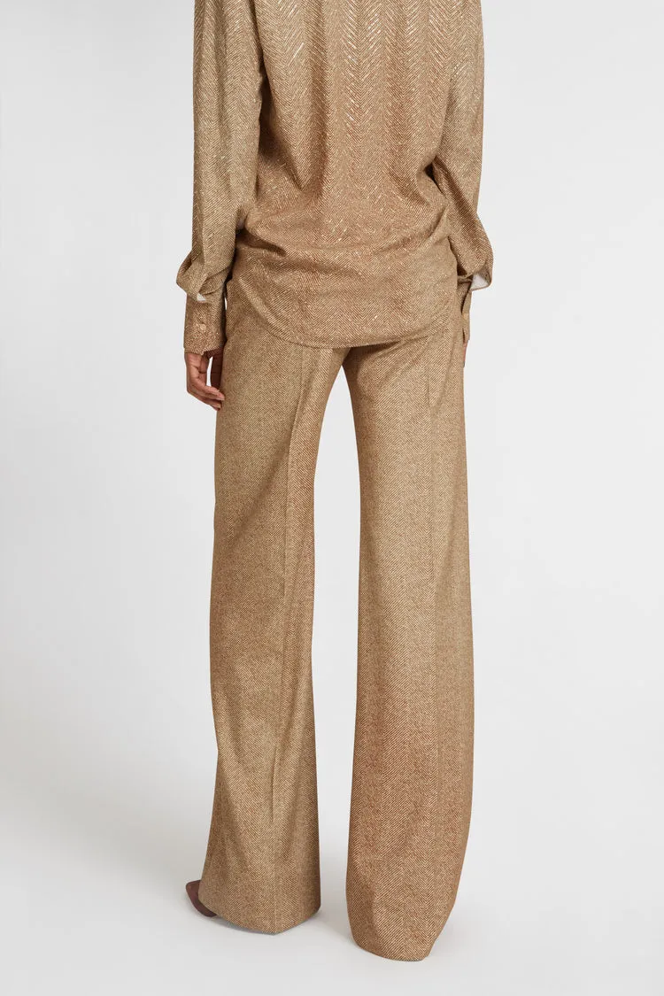 Wide-Leg Herringbone Trousers