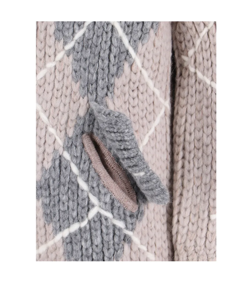 Argyle-Pattern Pocket Cardigan
