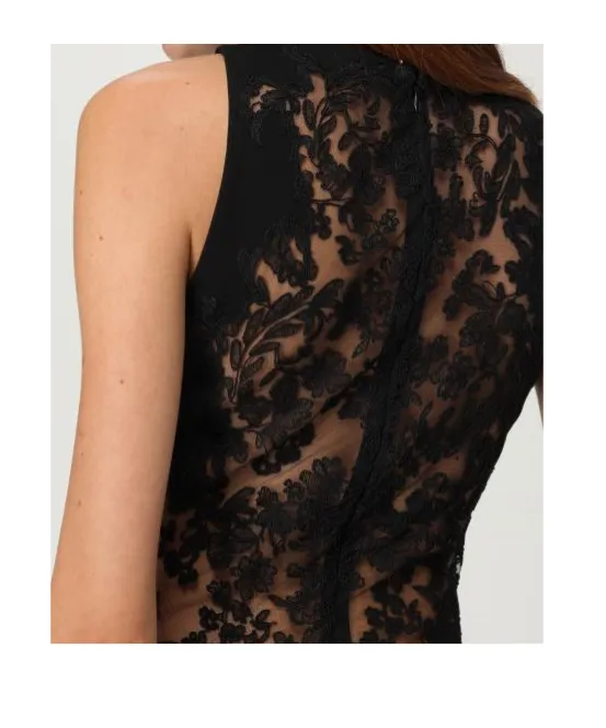 Lace-Insert Sleeveless Dress