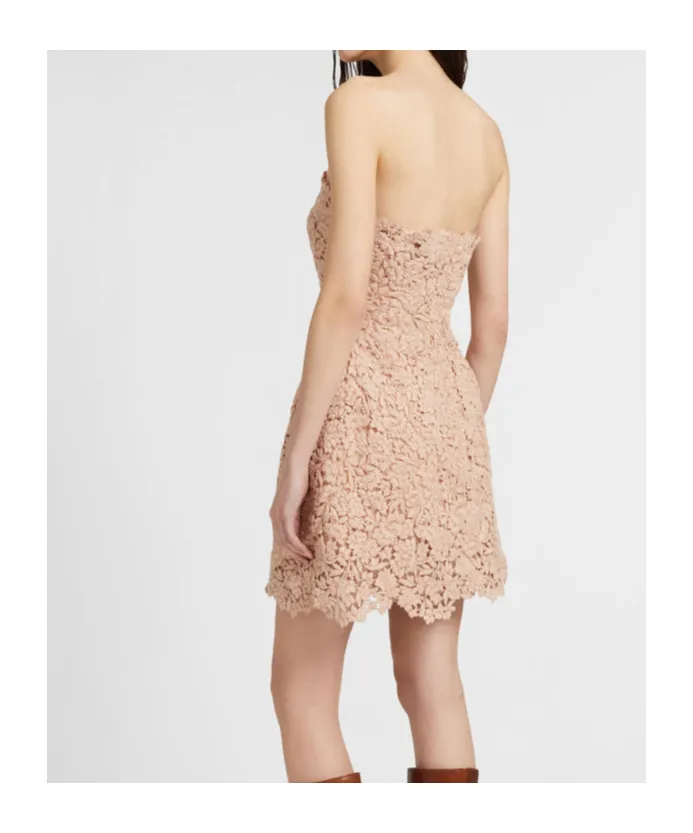 Floral-Lace Strapless Dress