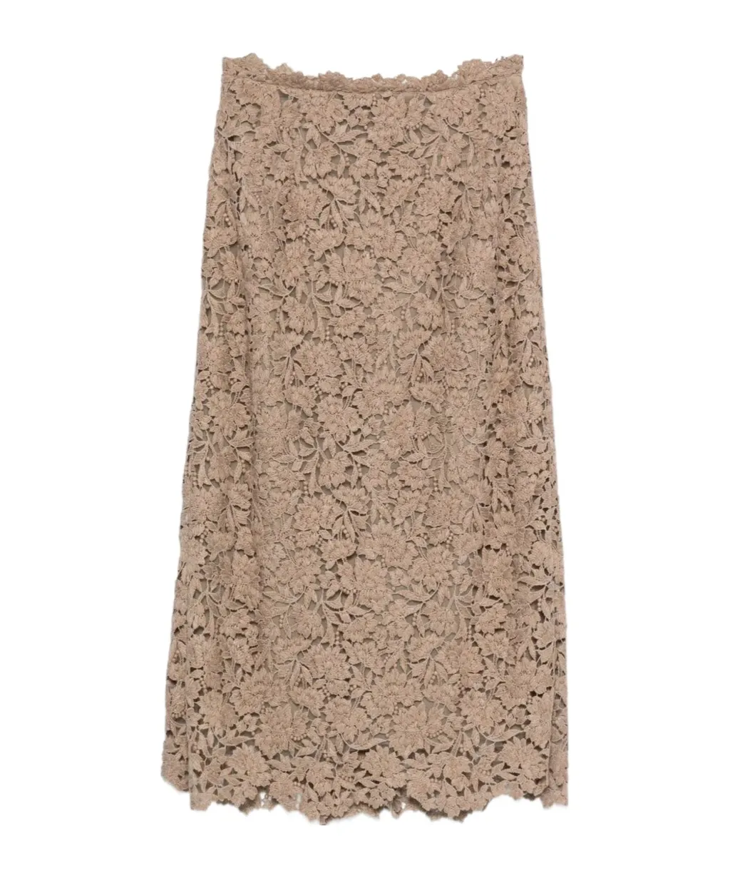 Floral-Lace Midi Skirt