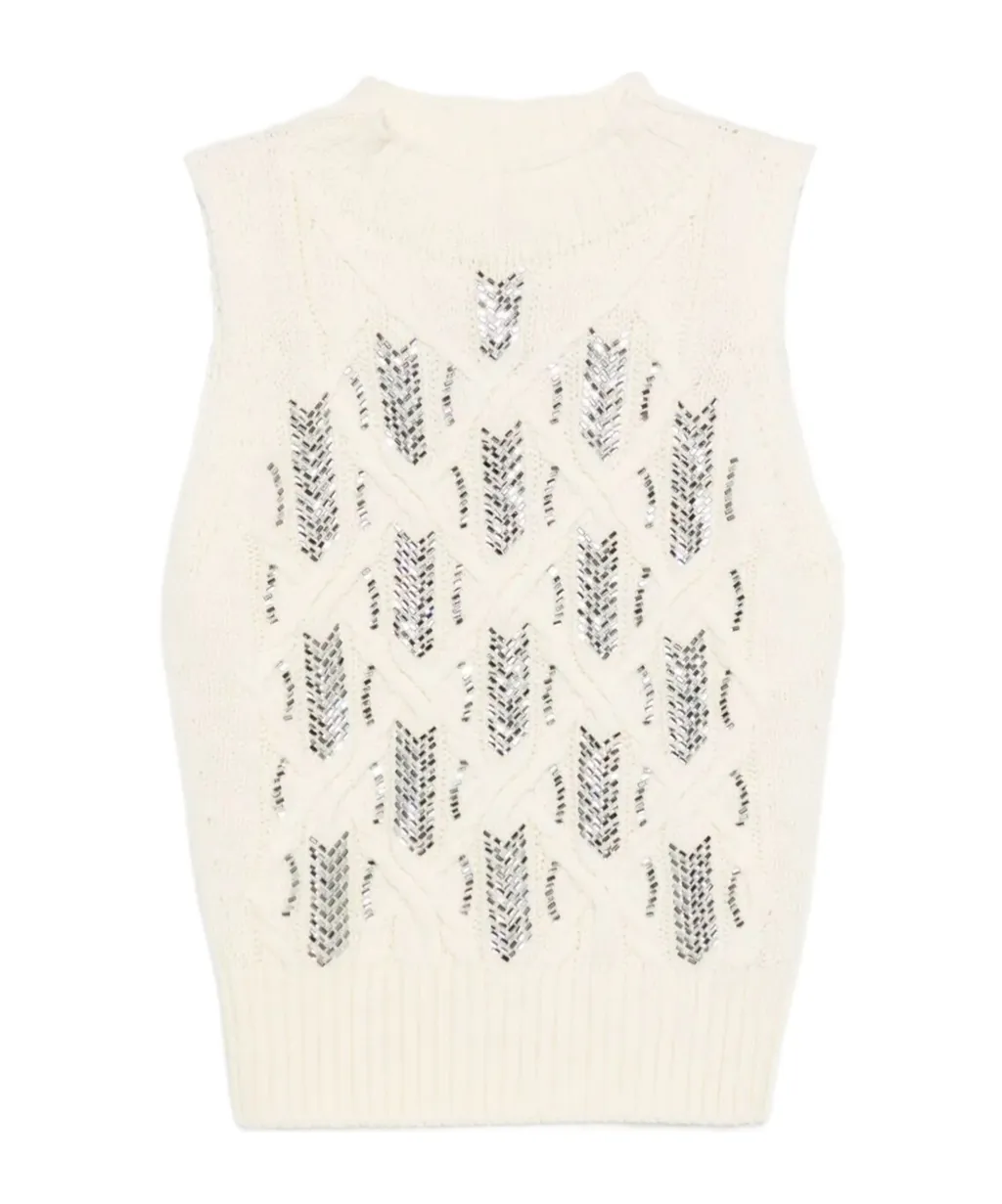 Rhinestone-Embellished Sleeveless Top