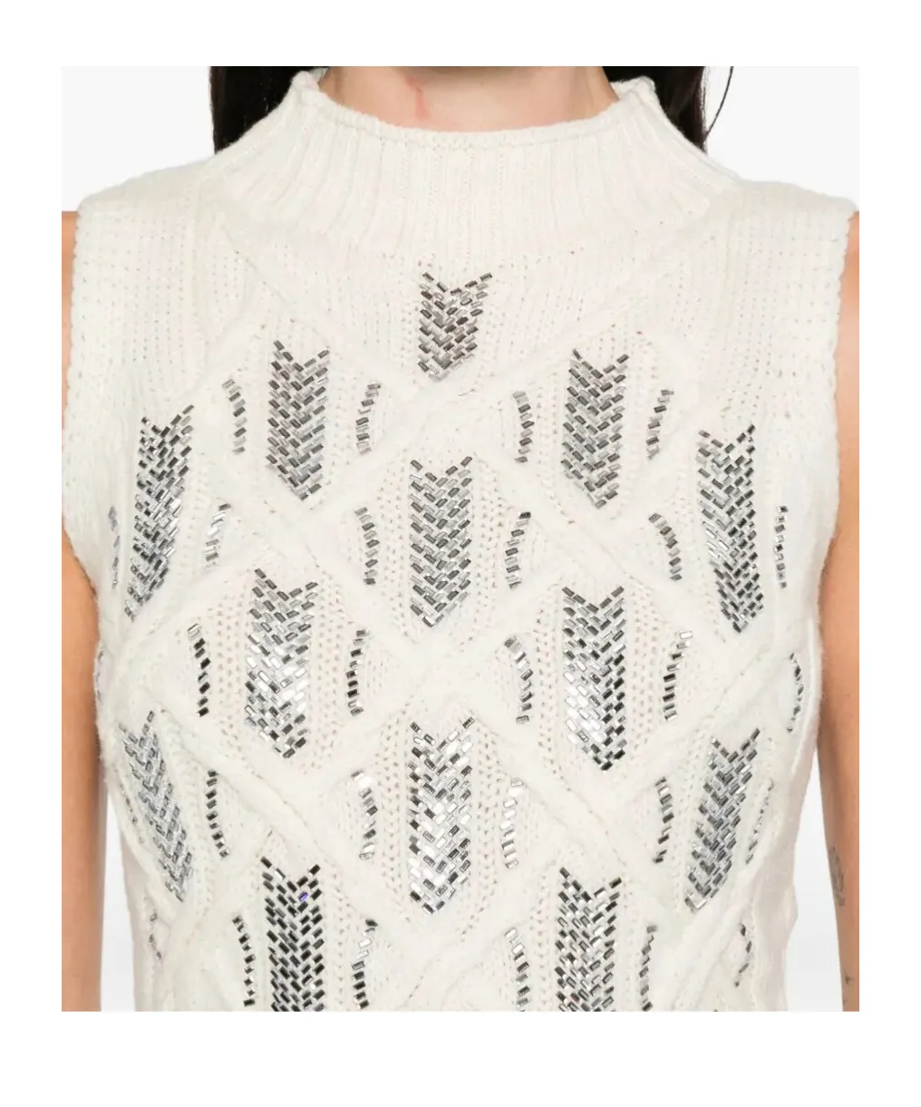 Rhinestone-Embellished Sleeveless Top