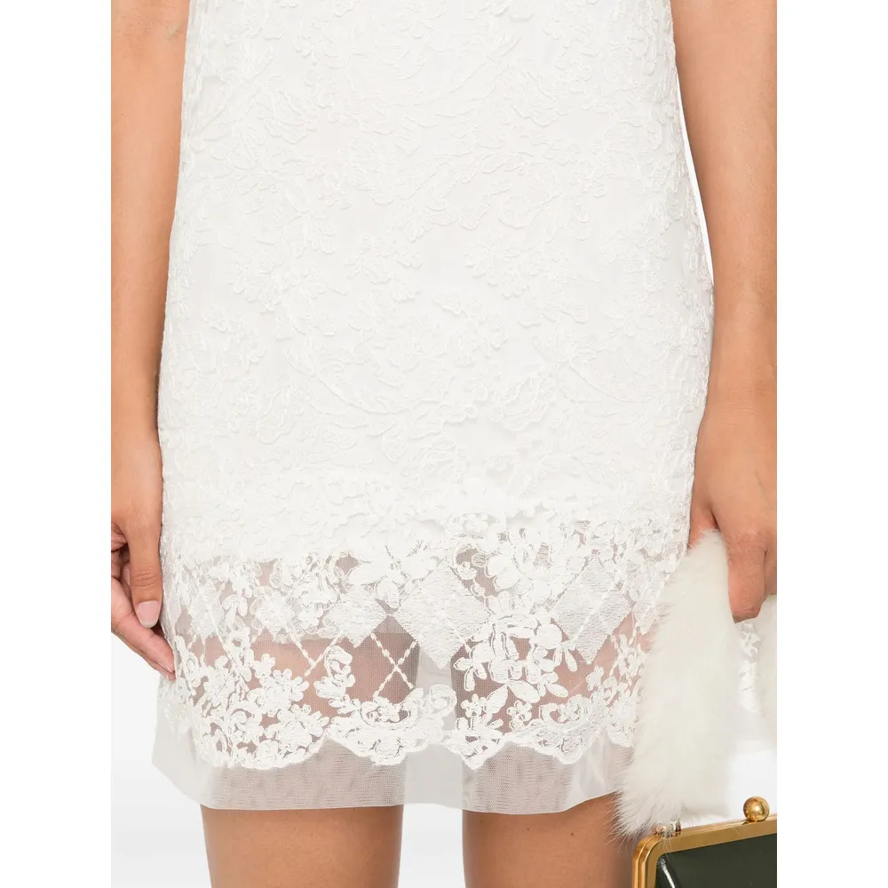 Lace-Trimmed Short-Sleeved Dress